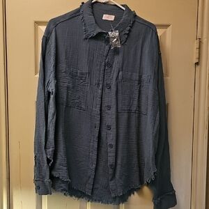 Pink Lily Charcoal Textured Top